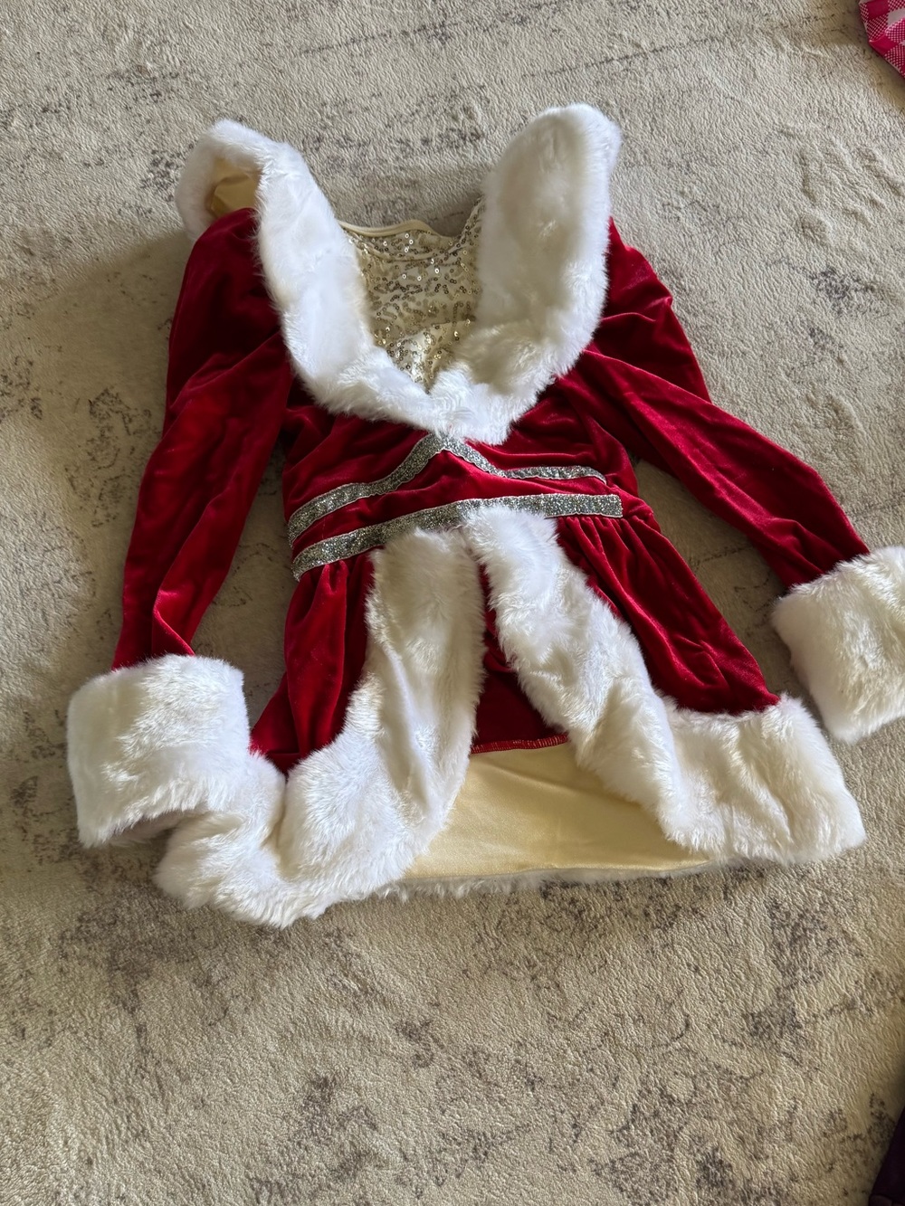 Weissman Red Velvet Holiday Jacket with White Faux Fur Trim